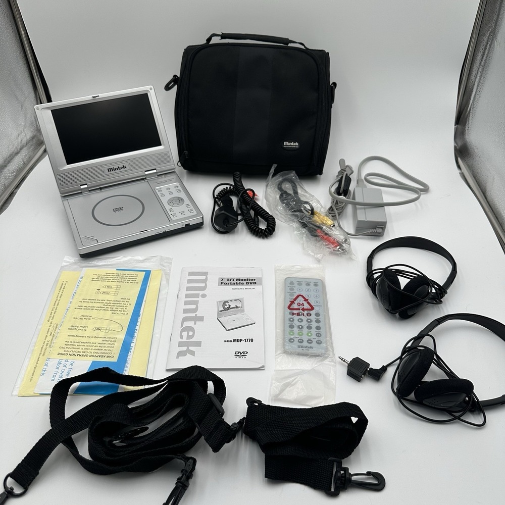 Mintek MDP-1770 7" Portable DVD Player TFT LCD Tested Working Complete Kit